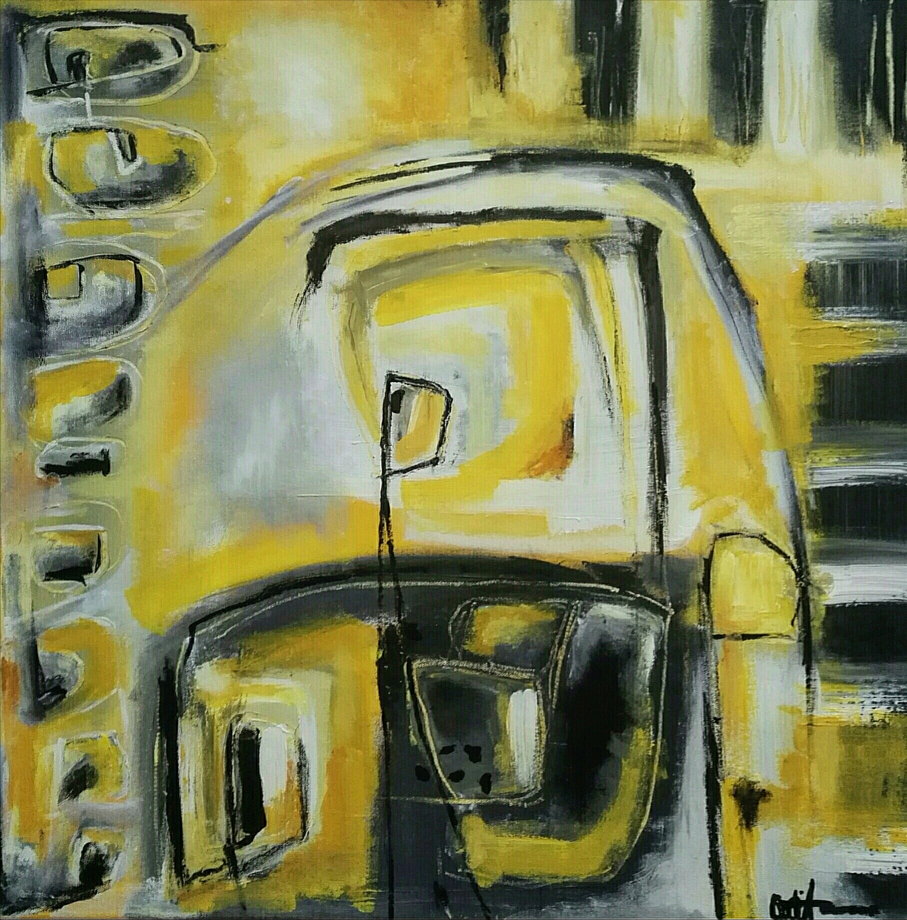 ARINA 60x60x4cm. Ripustusvalmis akryylimaalaus canvaspohjaan. 240€